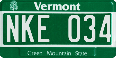VT license plate NKE034