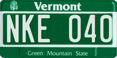 VT license plate NKE040