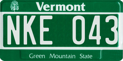 VT license plate NKE043