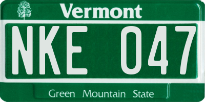 VT license plate NKE047