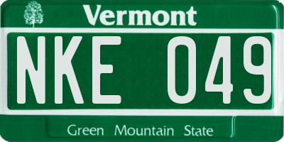 VT license plate NKE049
