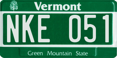 VT license plate NKE051