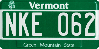 VT license plate NKE062