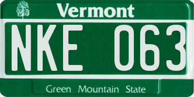 VT license plate NKE063