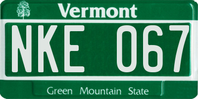 VT license plate NKE067