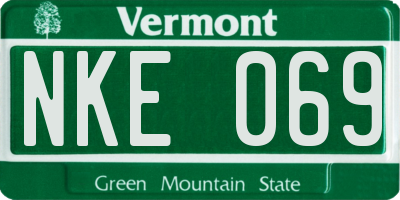 VT license plate NKE069