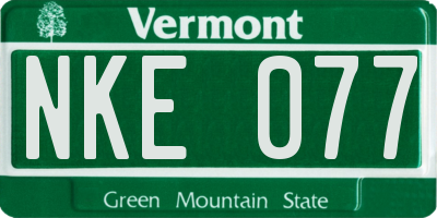 VT license plate NKE077