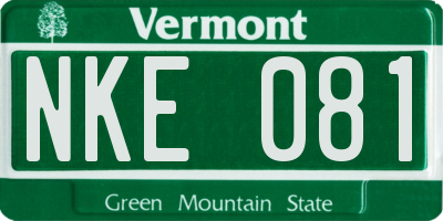 VT license plate NKE081
