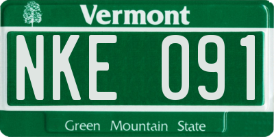 VT license plate NKE091