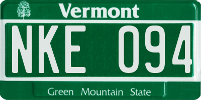 VT license plate NKE094