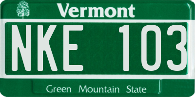 VT license plate NKE103