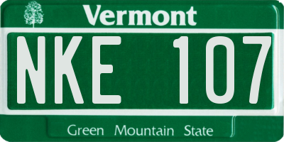 VT license plate NKE107