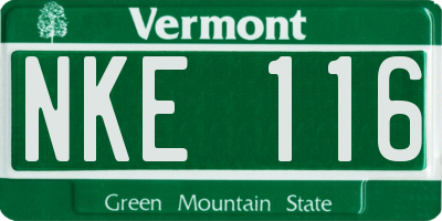 VT license plate NKE116