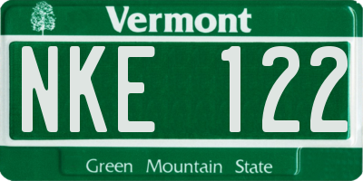 VT license plate NKE122