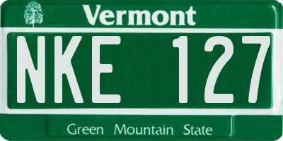 VT license plate NKE127
