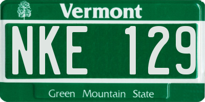 VT license plate NKE129