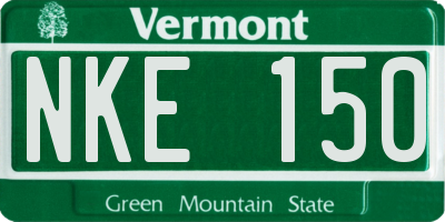VT license plate NKE150