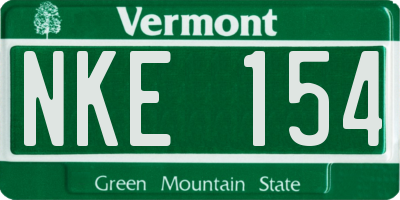 VT license plate NKE154