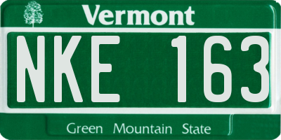 VT license plate NKE163