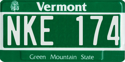 VT license plate NKE174