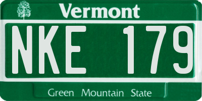 VT license plate NKE179