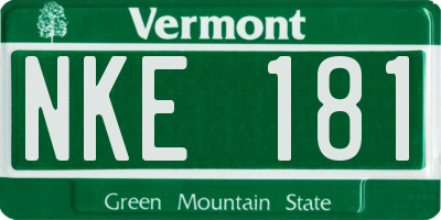 VT license plate NKE181