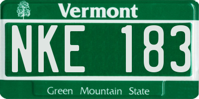 VT license plate NKE183