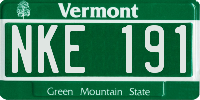 VT license plate NKE191