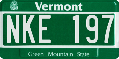 VT license plate NKE197