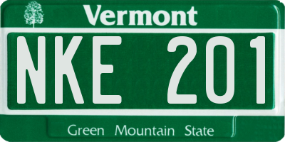 VT license plate NKE201