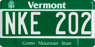 VT license plate NKE202