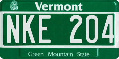 VT license plate NKE204