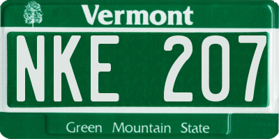 VT license plate NKE207