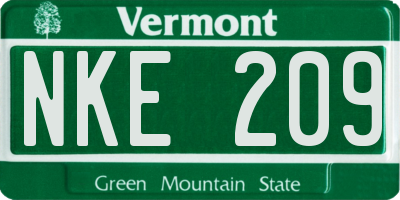 VT license plate NKE209
