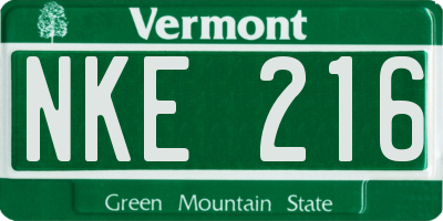 VT license plate NKE216
