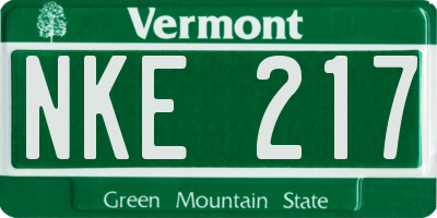 VT license plate NKE217