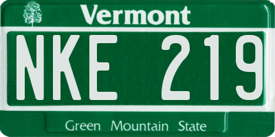 VT license plate NKE219