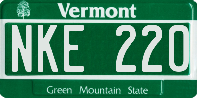 VT license plate NKE220