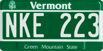 VT license plate NKE223