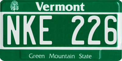 VT license plate NKE226