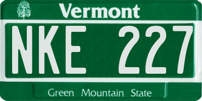 VT license plate NKE227