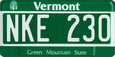 VT license plate NKE230