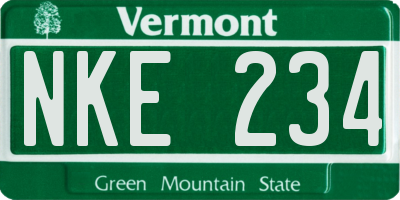 VT license plate NKE234
