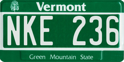 VT license plate NKE236