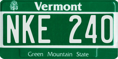 VT license plate NKE240