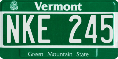 VT license plate NKE245