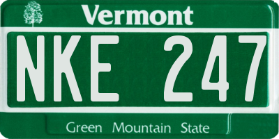 VT license plate NKE247