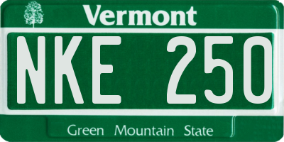 VT license plate NKE250