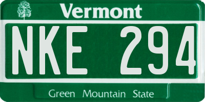 VT license plate NKE294