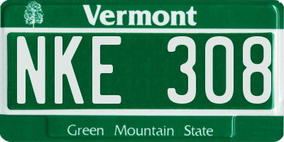 VT license plate NKE308